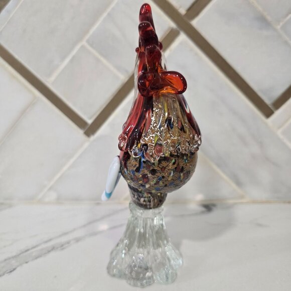 Handmade Murano Glass Rooster Figurine 7.5" Multicolor Art Piece By PMG Vetreria - Picture 13 of 15